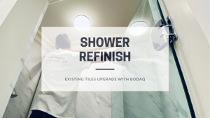 Shower Refinish with Bodaq interior vinyl film - Blog Post Featured Image