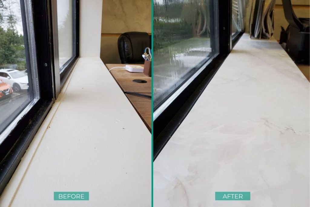 window sill refinished with vinyl film