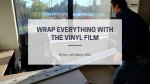 Window sills renovation with vinyl film