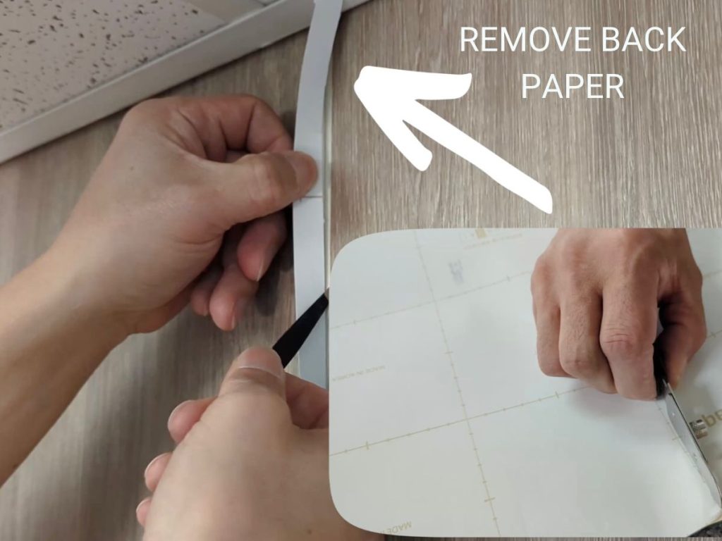 remove backing paper from the double cut 2