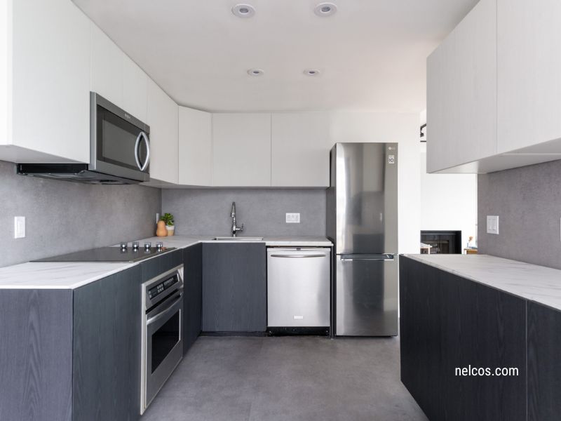 Kitchen revamp with NS401 Concrete, NS814 Cremano Arabescato, S243 Smoke White interior film