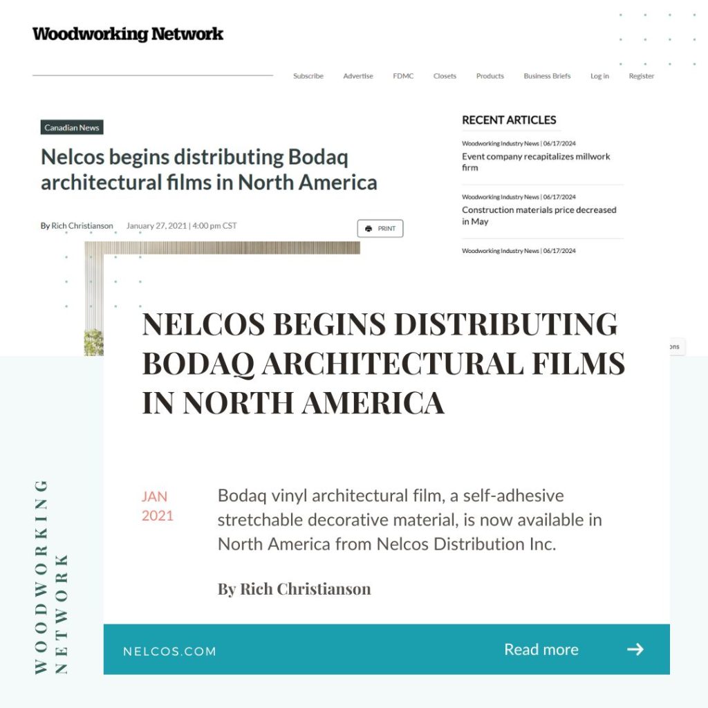 Woodworking Network: Nelcos begins distributing Bodaq in North America